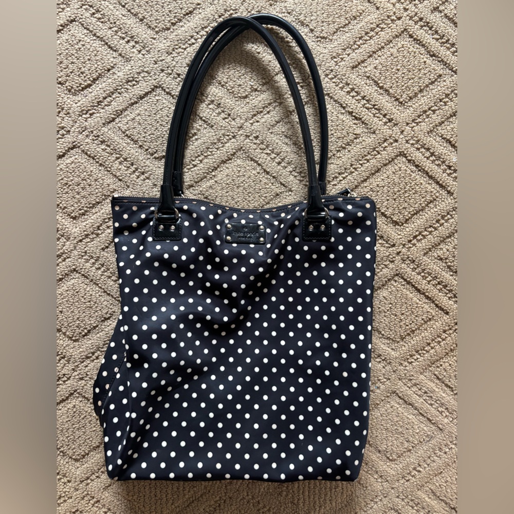 VINTAGE Polka Dot Tote Bag with White Dots